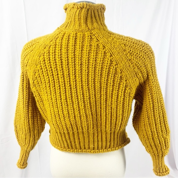 ⭐️ Lavon Mustard Yellow Chunky Knit Turtleneck Sweater | XS | NWOT ⭐️ - Picture 4 of 10